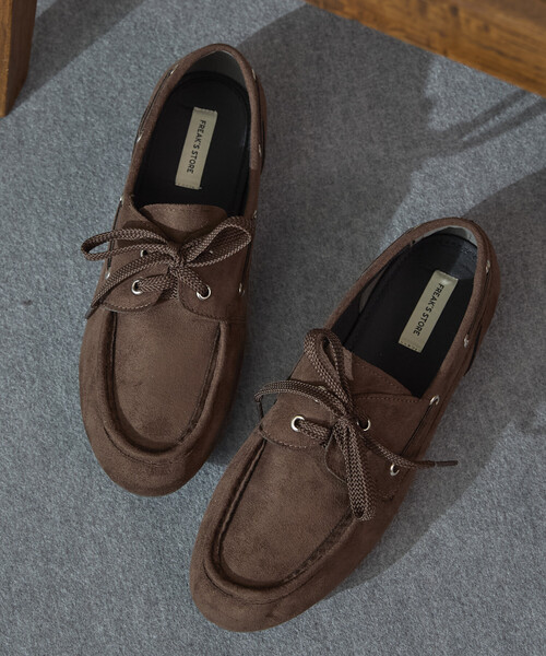 PG × Steven Alan＞ KNOCK BLACK LEATHER/シューズ（モカシン/デッキ