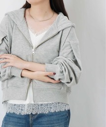 LC/LLL ラメ裏毛ダブルジップフーディ