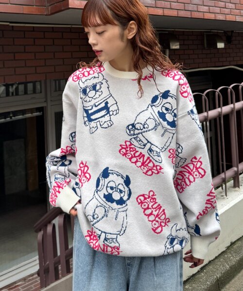 SOUNDSGOOOOD(サウンズグッド)の「【S.G】モンスタージャガードニット(ニット/セーター・メンズ・アイボリー/ネイビー・ONE SIZE)」の3枚目の写真