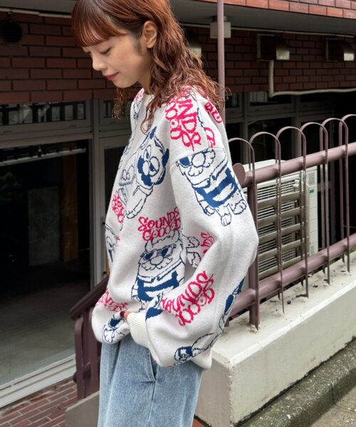 SOUNDSGOOOOD(サウンズグッド)の「【S.G】モンスタージャガードニット(ニット/セーター・メンズ・アイボリー/ネイビー・ONE SIZE)」の4枚目の写真