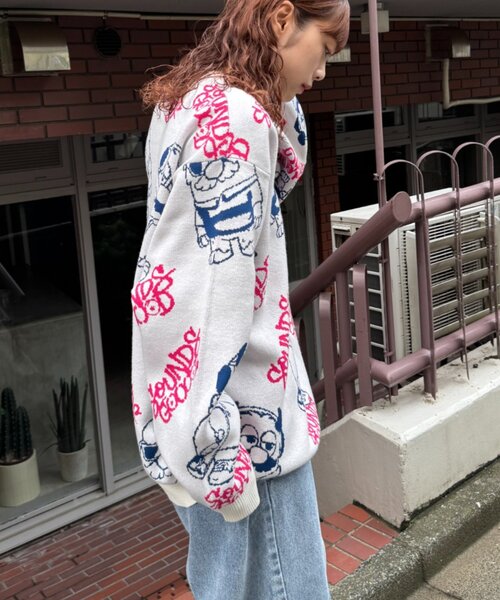 SOUNDSGOOOOD(サウンズグッド)の「【S.G】モンスタージャガードニット(ニット/セーター・メンズ・アイボリー/ネイビー・ONE SIZE)」の5枚目の写真
