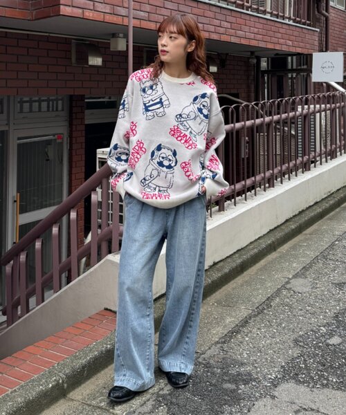 SOUNDSGOOOOD(サウンズグッド)の「【S.G】モンスタージャガードニット(ニット/セーター・メンズ・アイボリー/ネイビー・ONE SIZE)」の6枚目の写真