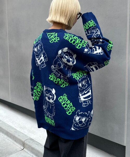 SOUNDSGOOOOD(サウンズグッド)の「【S.G】モンスタージャガードニット(ニット/セーター・メンズ・アイボリー/ネイビー・ONE SIZE)」の12枚目の写真