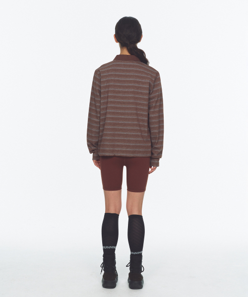 MENASOO(ミナス)の「ヴィンテージストライプラグビーTシャツ_ブラウン(ポロシャツ・レディース・ブラウン・1/2)」の9枚目の写真
