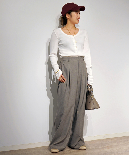 AP STUDIO(エーピーストゥディオ)の「Gioia check slacks(スラックス・レディース・ナチュラル/グレー・38/36/40)」の3枚目の写真