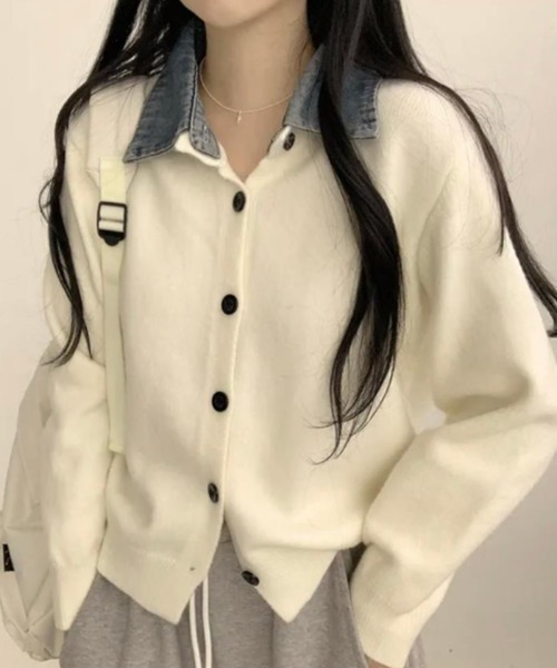 semplice（センプリチェ）の「ニット・セーター【韓国ファッション】（ニット/セーター・レディース・ネイビー/レッド/ホワイト/グレー・F）」の2枚目の写真
