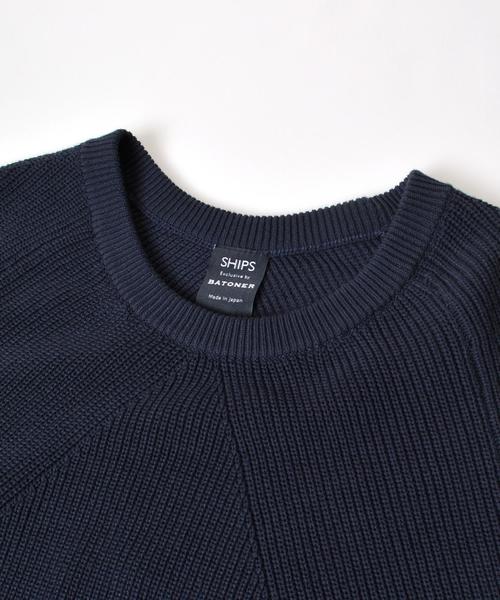 SHIPS（シップス）の「BATONER(バトナー): SHIPS別注 ミドルゲージ ショートスリーブ ニット [Begin 5月号掲載]■（Tシャツ/カットソー・メンズ・ネイビー/オリーブ/ホワイト・LARGE/MEDIUM/SMALL）」の4枚目の写真