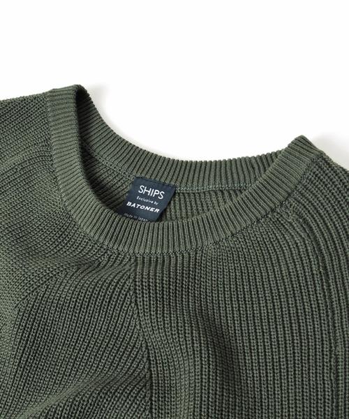 SHIPS（シップス）の「BATONER(バトナー): SHIPS別注 ミドルゲージ ショートスリーブ ニット [Begin 5月号掲載]■（Tシャツ/カットソー・メンズ・ネイビー/オリーブ/ホワイト・LARGE/MEDIUM/SMALL）」の8枚目の写真