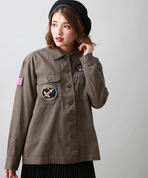 WEGO(ウィゴー)の「WEGO/ワッペンミリタリーシャツ(シャツ/ブラウス・レディース・その他1/ネイビー/カーキ・FREE)」の6枚目の写真