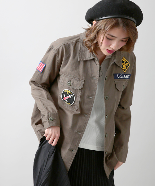 WEGO(ウィゴー)の「WEGO/ワッペンミリタリーシャツ(シャツ/ブラウス・レディース・その他1/ネイビー/カーキ・FREE)」の5枚目の写真