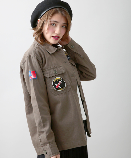 WEGO(ウィゴー)の「WEGO/ワッペンミリタリーシャツ(シャツ/ブラウス・レディース・その他1/ネイビー/カーキ・FREE)」の8枚目の写真