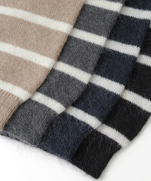 URBAN RESEARCH(アーバンリサーチ)の「モヘアボーダークルーネック起毛ニット(ニット/セーター・メンズ・ベージュ/ネイビー/チャコールグレー/ブラック・MEDIUM/LARGE)」の5枚目の写真