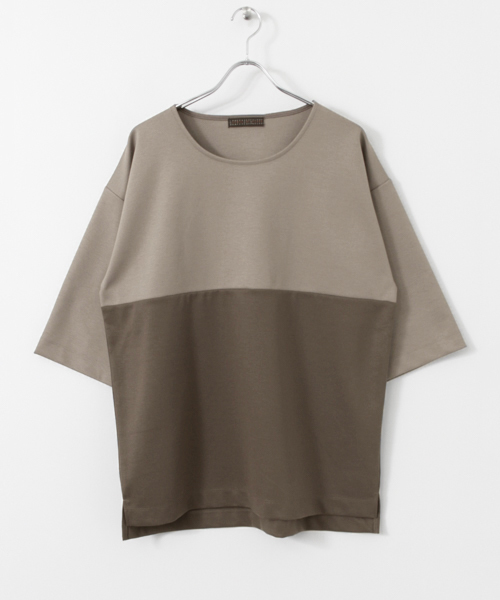 SENSE OF PLACE by URBAN RESEARCH(センスオブプレイスバイアーバンリサーチ)の「バイカラーボリュームTシャツ(5分袖)(Tシャツ/カットソー・メンズ・ライトブラウン/ブラック/ベージュ・MEDIUM/LARGE)」の15枚目の写真