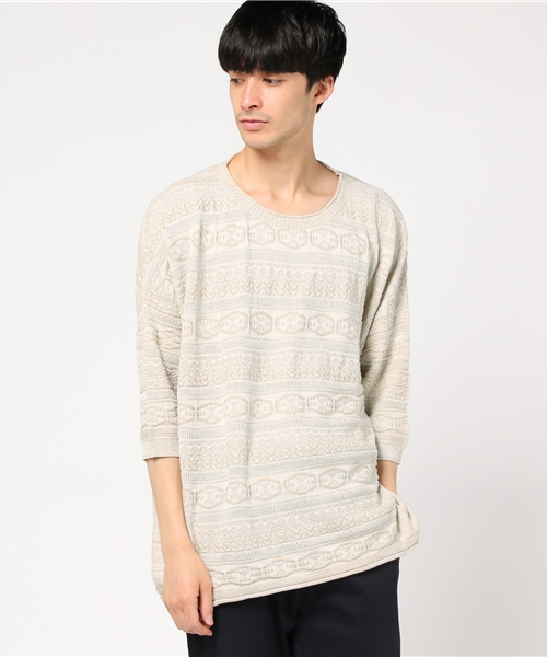 チャイハネ（チャイハネ）の「【チャイハネ】yul ジャガードコットンニットMEN'Sトップス（ニット/セーター・メンズ・ブラック/ブルー/ベージュ/ホワイト/ダークブラック/オレンジ・FREE）」の12枚目の写真