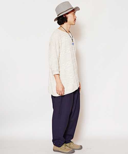 チャイハネ（チャイハネ）の「【チャイハネ】yul ジャガードコットンニットMEN'Sトップス（ニット/セーター・メンズ・ブラック/ブルー/ベージュ/ホワイト/ダークブラック/オレンジ・FREE）」の13枚目の写真