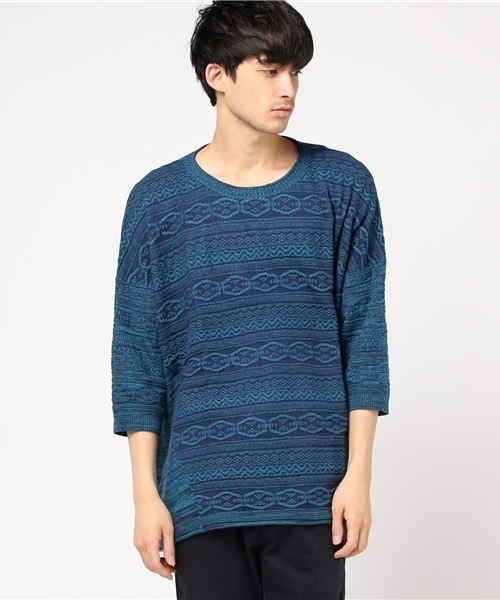 チャイハネ（チャイハネ）の「【チャイハネ】yul ジャガードコットンニットMEN'Sトップス（ニット/セーター・メンズ・ブラック/ブルー/ベージュ/ホワイト/ダークブラック/オレンジ・FREE）」の17枚目の写真