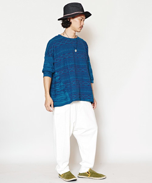 チャイハネ（チャイハネ）の「【チャイハネ】yul ジャガードコットンニットMEN'Sトップス（ニット/セーター・メンズ・ブラック/ブルー/ベージュ/ホワイト/ダークブラック/オレンジ・FREE）」の18枚目の写真