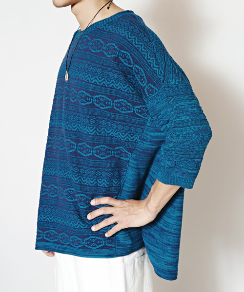 チャイハネ（チャイハネ）の「【チャイハネ】yul ジャガードコットンニットMEN'Sトップス（ニット/セーター・メンズ・ブラック/ブルー/ベージュ/ホワイト/ダークブラック/オレンジ・FREE）」の19枚目の写真