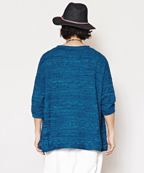 チャイハネ（チャイハネ）の「【チャイハネ】yul ジャガードコットンニットMEN'Sトップス（ニット/セーター・メンズ・ブラック/ブルー/ベージュ/ホワイト/ダークブラック/オレンジ・FREE）」の15枚目の写真