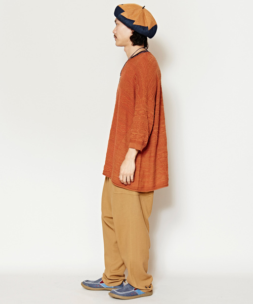 チャイハネ（チャイハネ）の「【チャイハネ】yul ジャガードコットンニットMEN'Sトップス（ニット/セーター・メンズ・ブラック/ブルー/ベージュ/ホワイト/ダークブラック/オレンジ・FREE）」の21枚目の写真