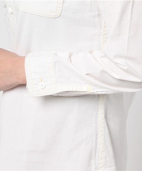 AVIREX（アヴィレックス）の「【直営店限定】 DS TB L/S STENCIL WORK SHIRT ONE PIECE/ タイプブルー ワークシャツ ワンピ-ス（シャツワンピース・レディース・ホワイト/インディゴブルー・MEDIUM/SMALL）」の8枚目の写真