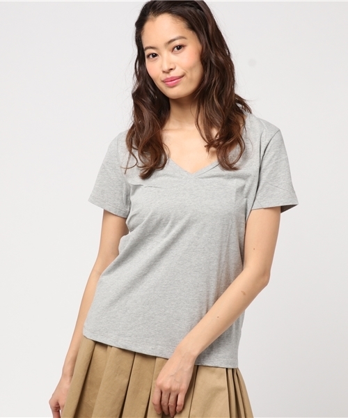 three dots(スリードッツ)の「Marisol 5月号掲載/ブレンダ T / 半袖(Tシャツ/カットソー・レディース・ライトピンク/ネイビー/ホワイト/杢グレー/サーモンピンク/ブラック・X-SMALL/SMALL)」の4枚目の写真