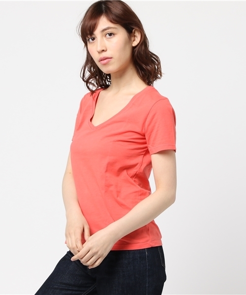 three dots(スリードッツ)の「Marisol 5月号掲載/ブレンダ T / 半袖(Tシャツ/カットソー・レディース・ライトピンク/ネイビー/ホワイト/杢グレー/サーモンピンク/ブラック・X-SMALL/SMALL)」の6枚目の写真