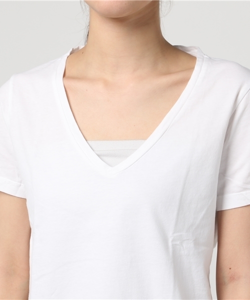 three dots(スリードッツ)の「Marisol 5月号掲載/ブレンダ T / 半袖(Tシャツ/カットソー・レディース・ライトピンク/ネイビー/ホワイト/杢グレー/サーモンピンク/ブラック・X-SMALL/SMALL)」の10枚目の写真