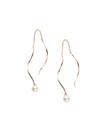 淡水パール ダブルキャッチ チェーンピアス（ピアス（両耳用