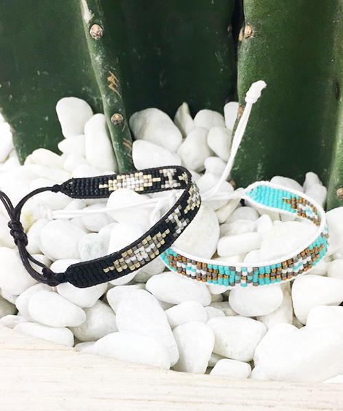 Luz Llena（ラズレナ）の「オルテガ柄ビーズブレスレット（バングル/リストバンド・レディース・ターコイズブルー/ブラック・ﾌﾘ-）」の9枚目の写真