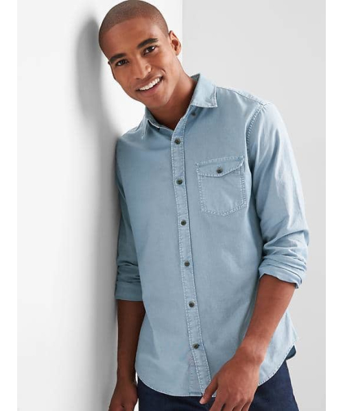 GAP(ギャップ)の「Gap オックスフォード ガーメントダイ スタンダードフィットシャツ(シャツ/ブラウス・メンズ・オリーブ/ライトブルー/ボルドー/ダークブラウン・XXS/L/XS/M/XL/S)」の4枚目の写真