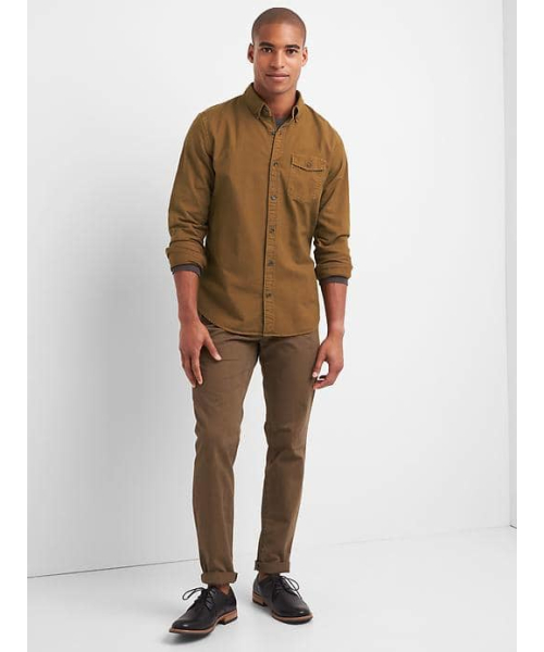 GAP(ギャップ)の「Gap オックスフォード ガーメントダイ スタンダードフィットシャツ(シャツ/ブラウス・メンズ・オリーブ/ライトブルー/ボルドー/ダークブラウン・XXS/L/XS/M/XL/S)」の6枚目の写真