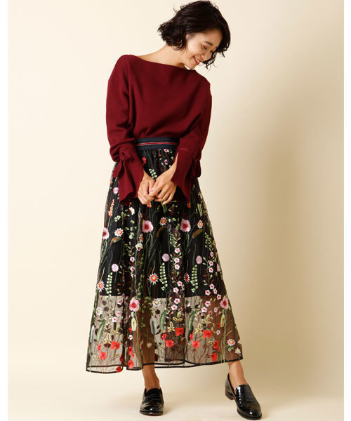 Ined イネド の 刺繍シースルースカート スカート Wear