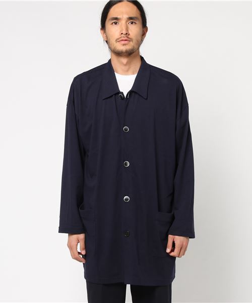 rovtski（ロフトスキー）の「rovtski 【ビッグシルエット】LINEN COTTON SOLID MAXI LENGTH BIG SOUT/7C17062307（ステンカラーコート・メンズ・ライトグレー/ネイビー/スミクロ・FREE）」の3枚目の写真
