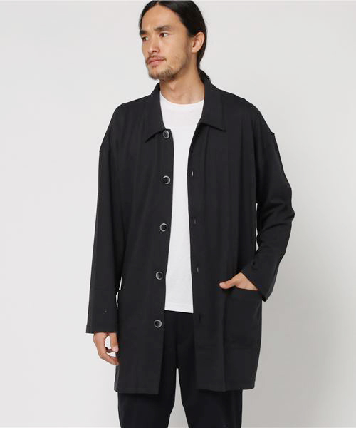 rovtski（ロフトスキー）の「rovtski 【ビッグシルエット】LINEN COTTON SOLID MAXI LENGTH BIG SOUT/7C17062307（ステンカラーコート・メンズ・ライトグレー/ネイビー/スミクロ・FREE）」の2枚目の写真