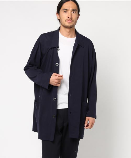 rovtski（ロフトスキー）の「rovtski 【ビッグシルエット】LINEN COTTON SOLID MAXI LENGTH BIG SOUT/7C17062307（ステンカラーコート・メンズ・ライトグレー/ネイビー/スミクロ・FREE）」の6枚目の写真