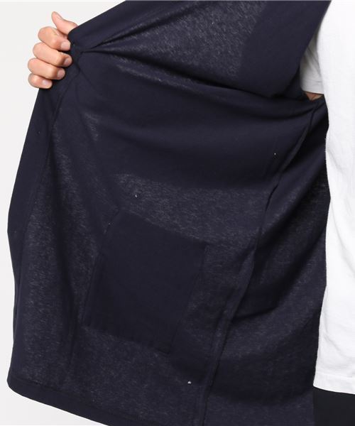 rovtski（ロフトスキー）の「rovtski 【ビッグシルエット】LINEN COTTON SOLID MAXI LENGTH BIG SOUT/7C17062307（ステンカラーコート・メンズ・ライトグレー/ネイビー/スミクロ・FREE）」の4枚目の写真