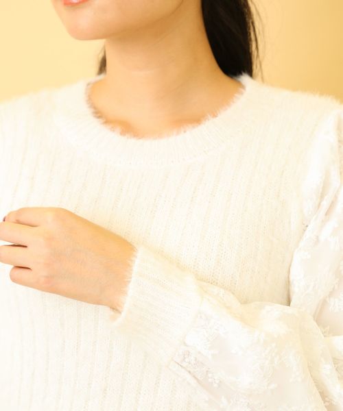 OLIVE des OLIVE（オリーブデオリーブ）の「袖レースフェザープルオーバー◆（ニット/セーター・レディース・ブラック/オフホワイト/ピンク/ピンク系その他・FREE）」の9枚目の写真