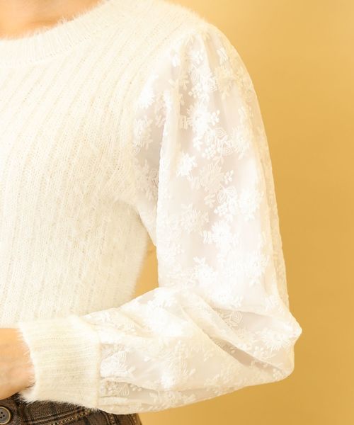OLIVE des OLIVE（オリーブデオリーブ）の「袖レースフェザープルオーバー◆（ニット/セーター・レディース・ブラック/オフホワイト/ピンク/ピンク系その他・FREE）」の8枚目の写真