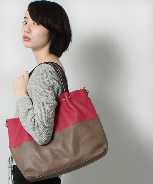 STUDIOUS(ステュディオス)の「AnnaMarie レザー2wayミドルトート 【WEB限定】(トートバッグ・レディース・ライトグリーン/マルチ/マスタード/ブラウン系その他/ピンク系その他/グレー×ピンク/ダークウッド/イエロー×グリーン/ネイビー/グレー/ダークブラウン/ライトグレー・FREE)」の1枚目の写真