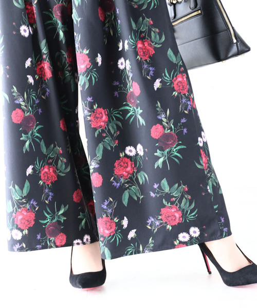 cawaii（カワイイ）の「花柄ウエスリボンブラックワイドパンツ（その他パンツ・レディース・ブラック・FREE）」の3枚目の写真