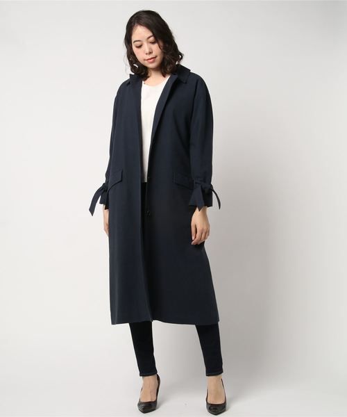 liflattie ships（リフラティ シップス）の「liflattie ships:ソリッドロングステンカラーコート（ステンカラーコート・レディース・ネイビー/グレー・ONE SIZE）」の6枚目の写真