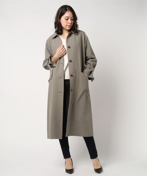 liflattie ships（リフラティ シップス）の「liflattie ships:ソリッドロングステンカラーコート（ステンカラーコート・レディース・ネイビー/グレー・ONE SIZE）」の2枚目の写真