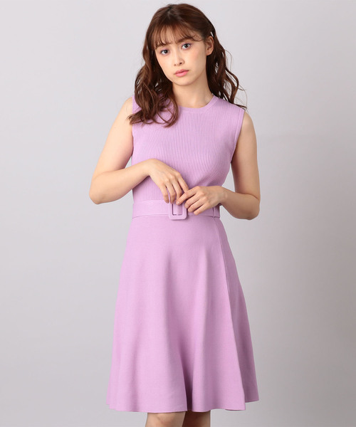 MIIA（ミーア）の「【WEB限定】ベルト付きニットアップ（ワンピース・レディース・ネイビー/パープル/オフホワイト/ピンク・FREE）」の8枚目の写真