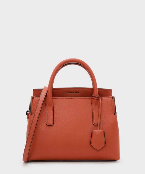 CHARLES & KEITH（チャールズ & キース）の「ストラクチャートップハンドルバッグ / STRUCTURED TOP HANDLE BAG（トートバッグ・レディース・ブラック/ライトピンク/レンガ・M）」の3枚目の写真