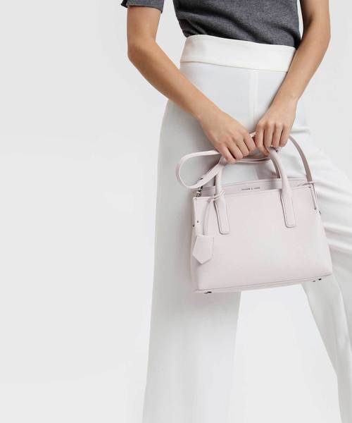 CHARLES & KEITH（チャールズ & キース）の「ストラクチャートップハンドルバッグ / STRUCTURED TOP HANDLE BAG（トートバッグ・レディース・ブラック/ライトピンク/レンガ・M）」の13枚目の写真