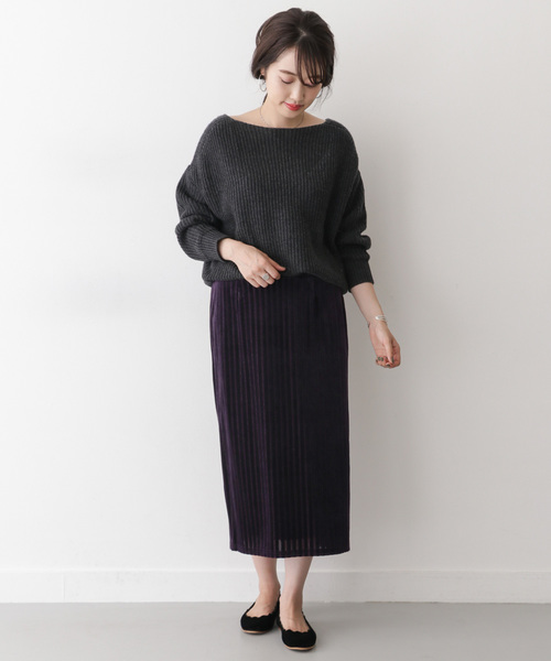 ITEMS URBANRESEARCH（アイテムズ アーバンリサーチ）の「ベロアテレコタイトスカート（スカート・レディース・パープル/カーキ/ベージュ・FREE）」の12枚目の写真