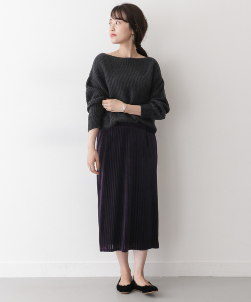 ITEMS URBANRESEARCH（アイテムズ アーバンリサーチ）の「ベロアテレコタイトスカート（スカート・レディース・パープル/カーキ/ベージュ・FREE）」の14枚目の写真