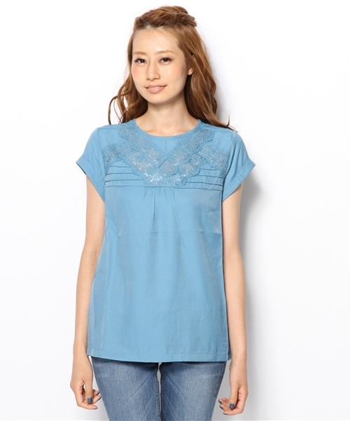 CIAOPANIC（チャオパニック）の「【Ciaopanic】レースピンタックBL（シャツ/ブラウス・レディース・オフホワイト/ベビーピンク/サックスブルー・FREE）」の7枚目の写真