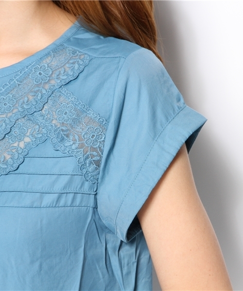 CIAOPANIC（チャオパニック）の「【Ciaopanic】レースピンタックBL（シャツ/ブラウス・レディース・オフホワイト/ベビーピンク/サックスブルー・FREE）」の10枚目の写真